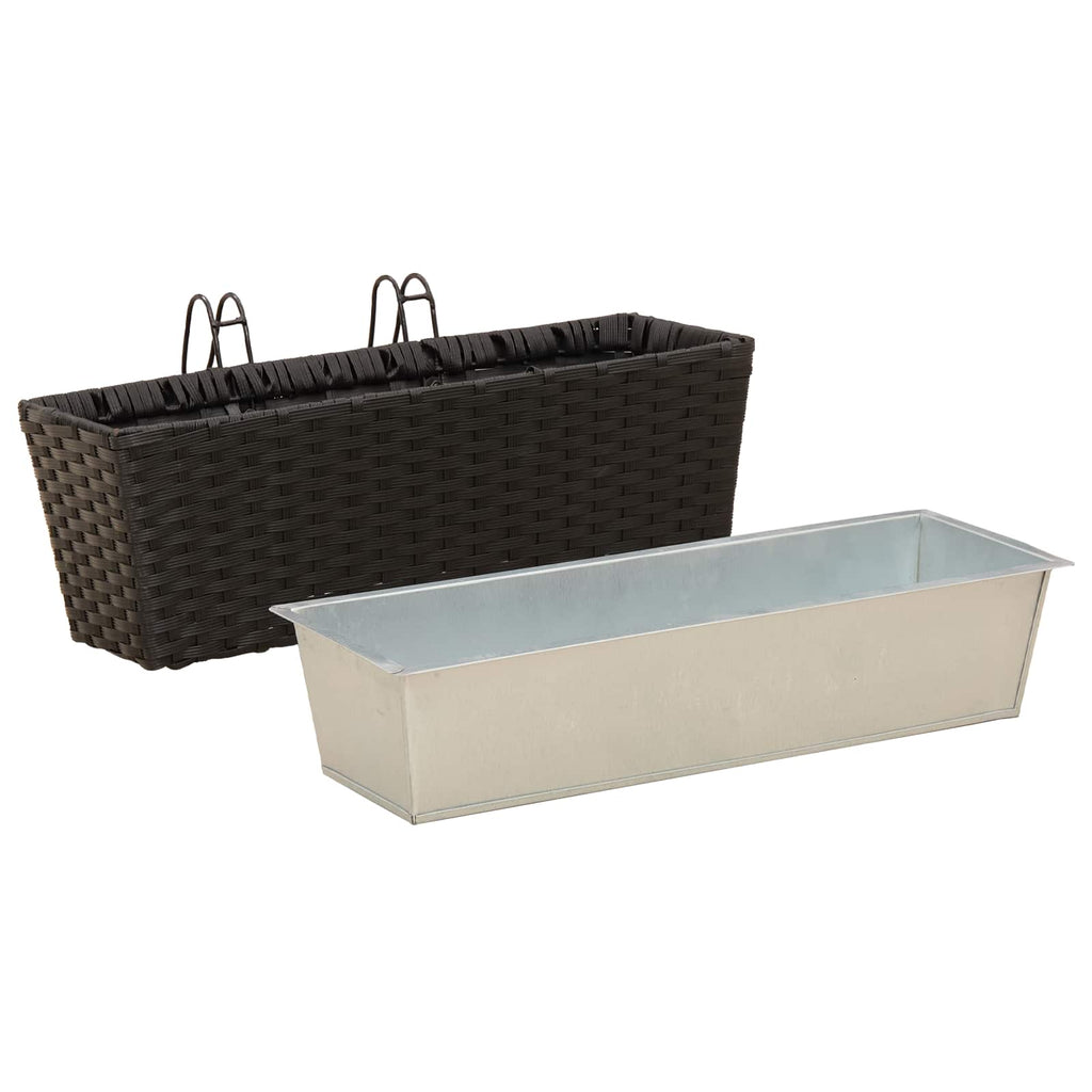 Jardinière de balcon en résine tressée 50 ou 80 cm, lot de 2