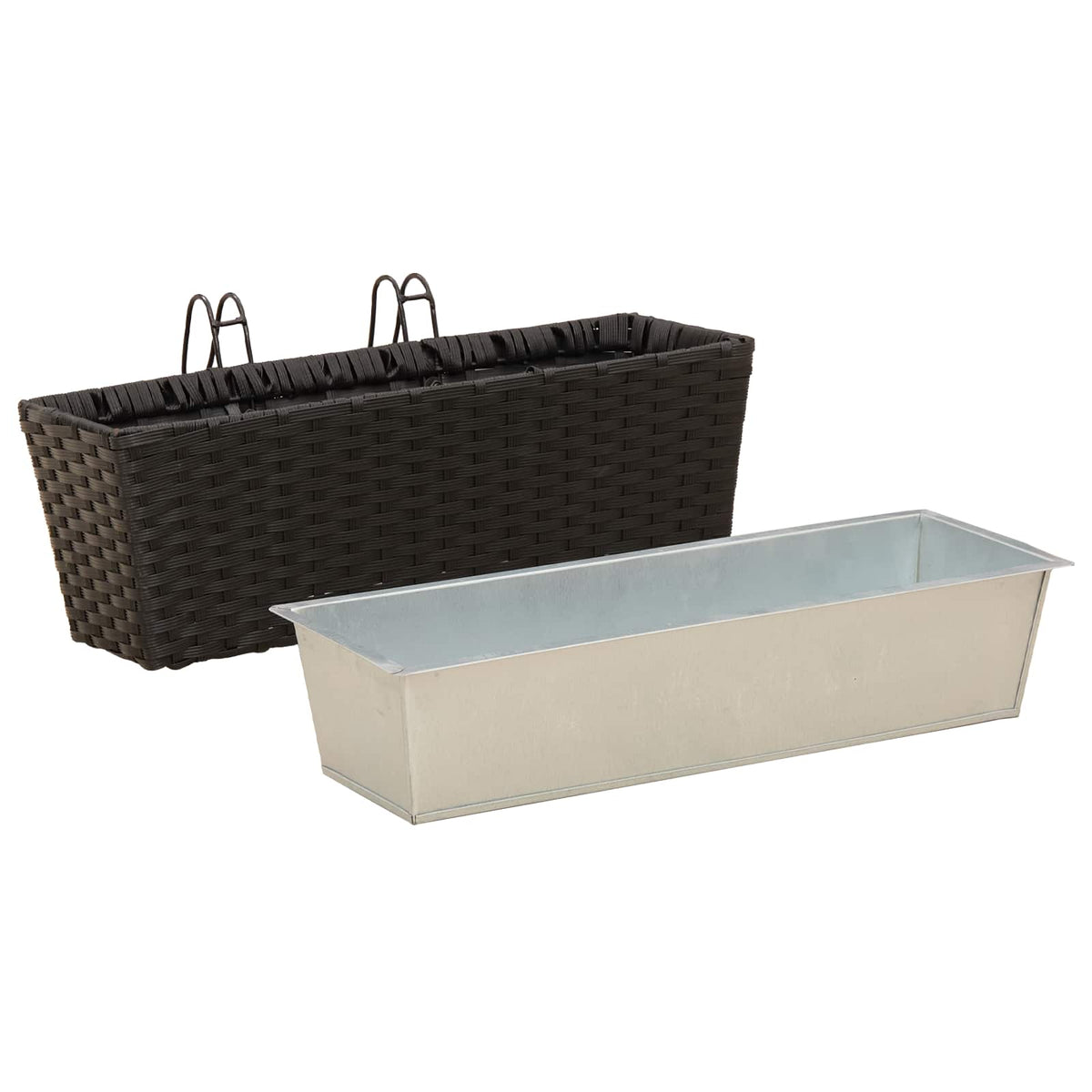 Jardinière de balcon en résine tressée 50 ou 80 cm, lot de 2
