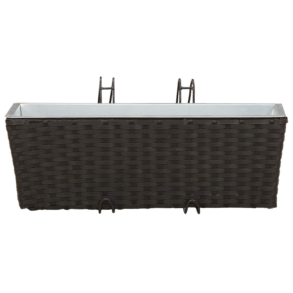 Jardinière de balcon en résine tressée 50 ou 80 cm, lot de 2