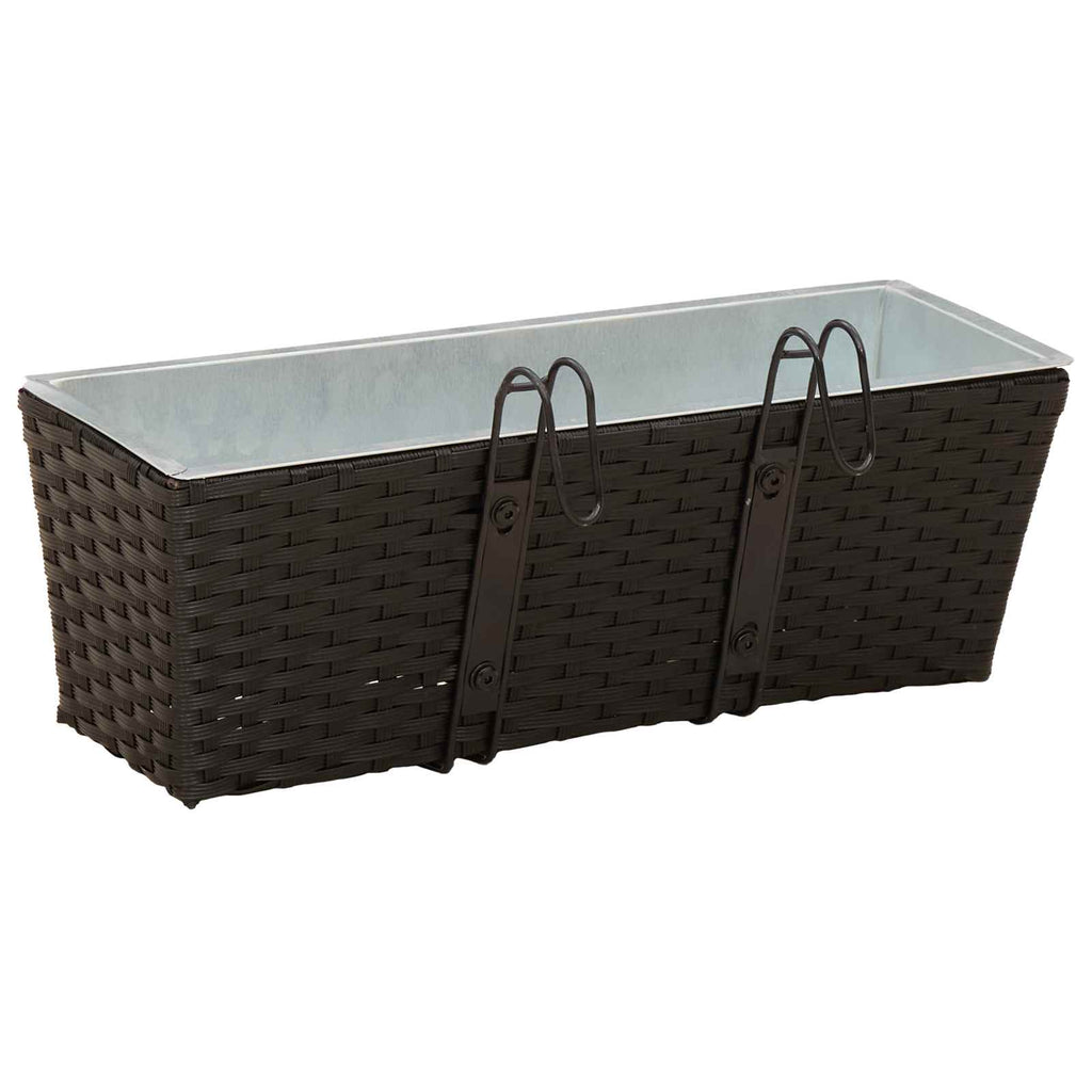 Jardinière de balcon en résine tressée 50 ou 80 cm, lot de 2