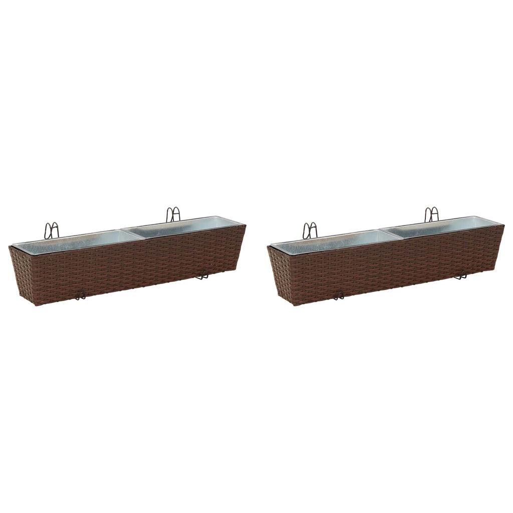 Jardinière de balcon en résine tressée 50 ou 80 cm, lot de 2