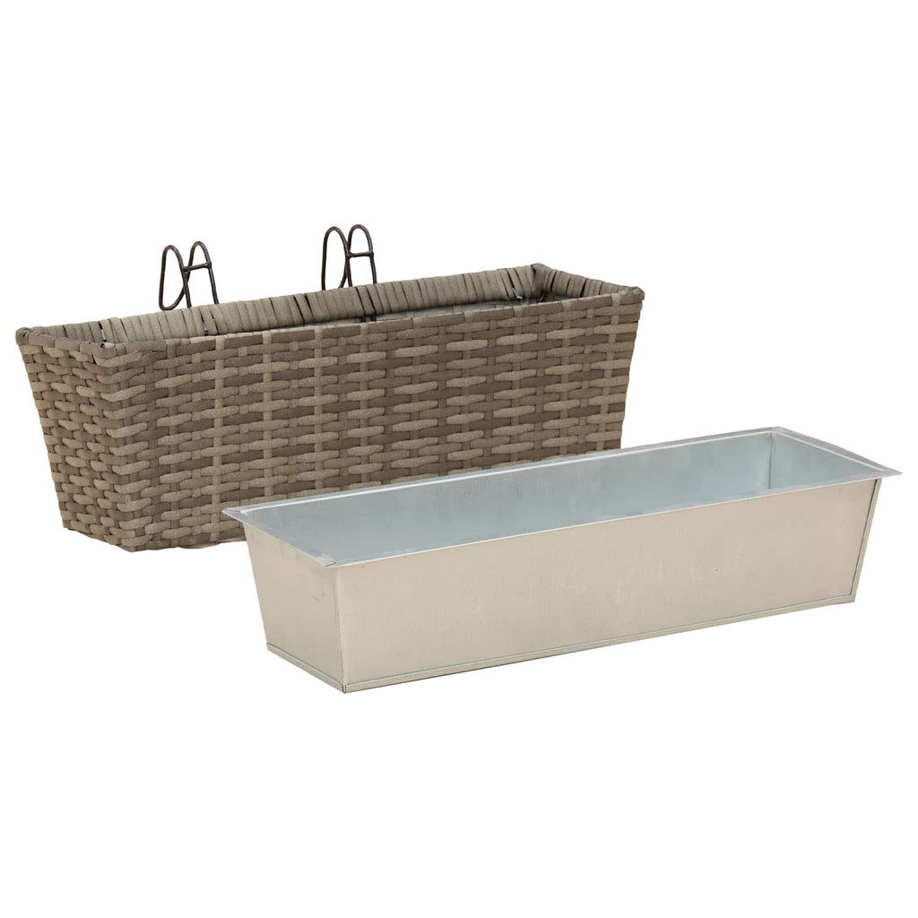Jardinière de balcon en résine tressée 50 ou 80 cm, lot de 2