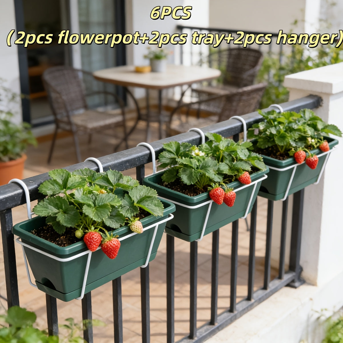 Pot vert armée + base + support à fleurs blanc / Grand Pot + Support Suspendu