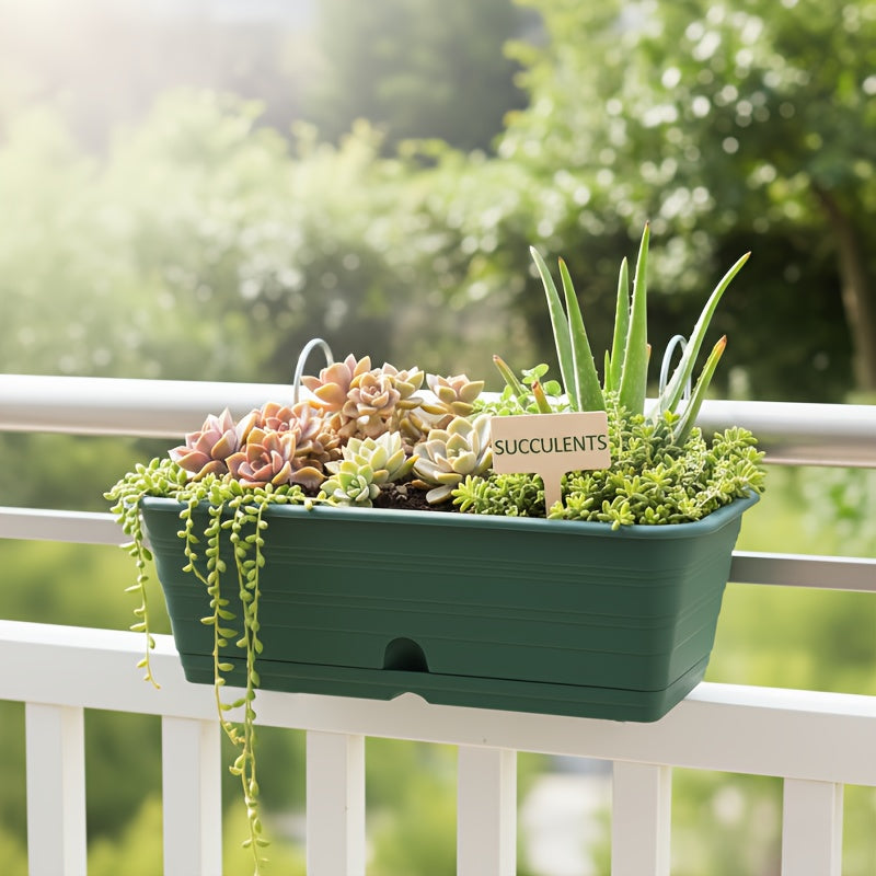Jardinière de balcon 45 cm vert foncé avec trou de drainage