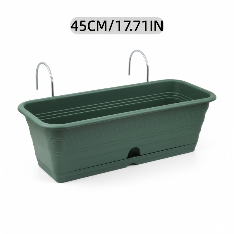 Jardinière de balcon 45 cm vert foncé avec trou de drainage