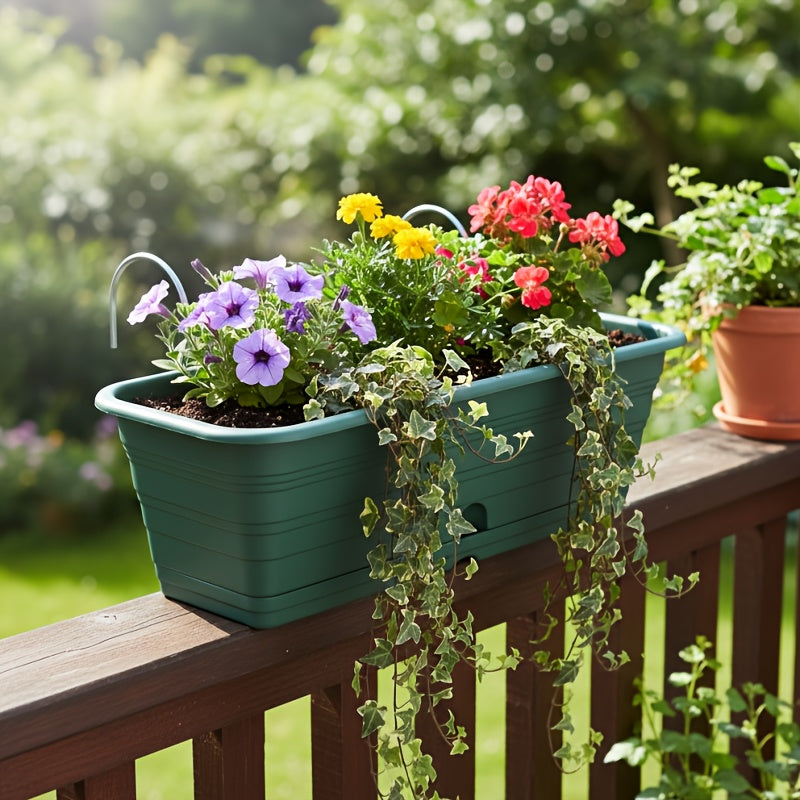 Jardinière de balcon 45 cm vert foncé avec trou de drainage