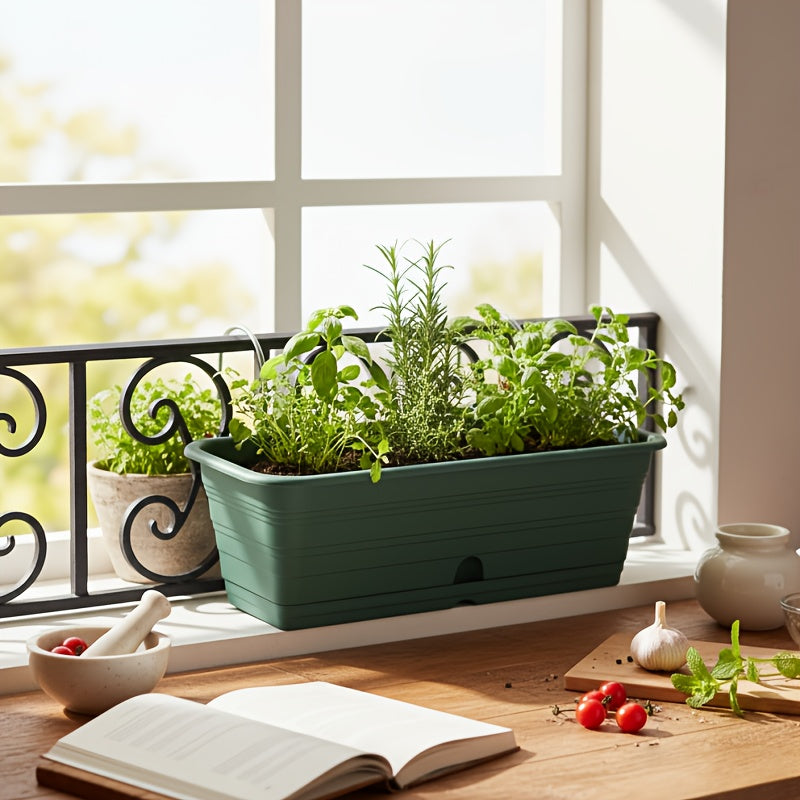 Jardinière de balcon 45 cm vert foncé avec trou de drainage