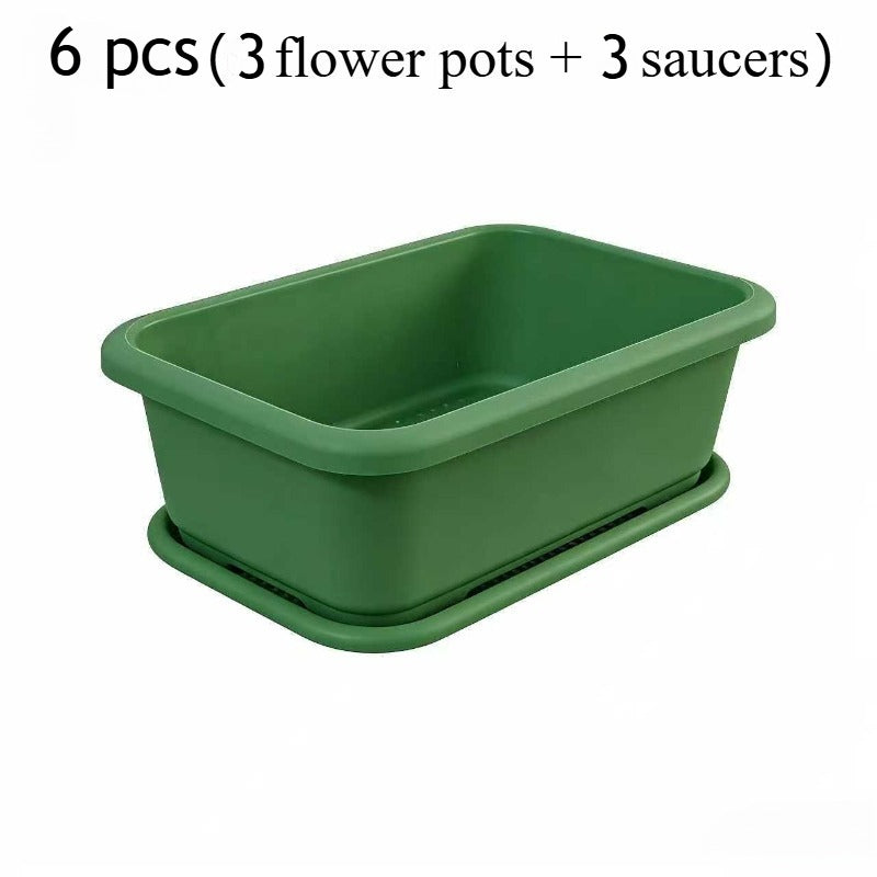 Vert / 6 pièces (3 pots + 3 bases)