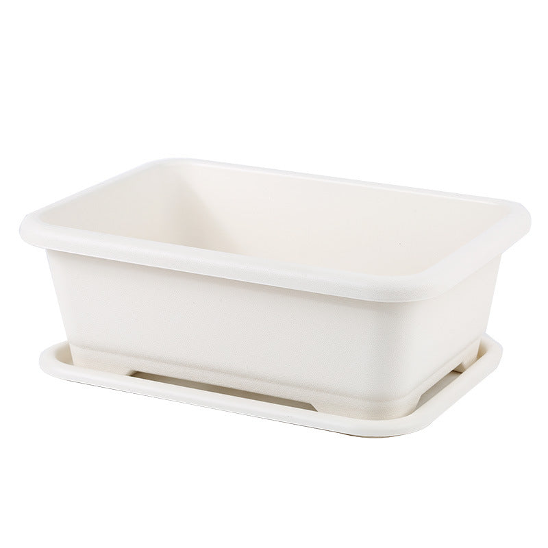 Jardinière de balcon verte 38 cm avec soucoupes - Lot de 3