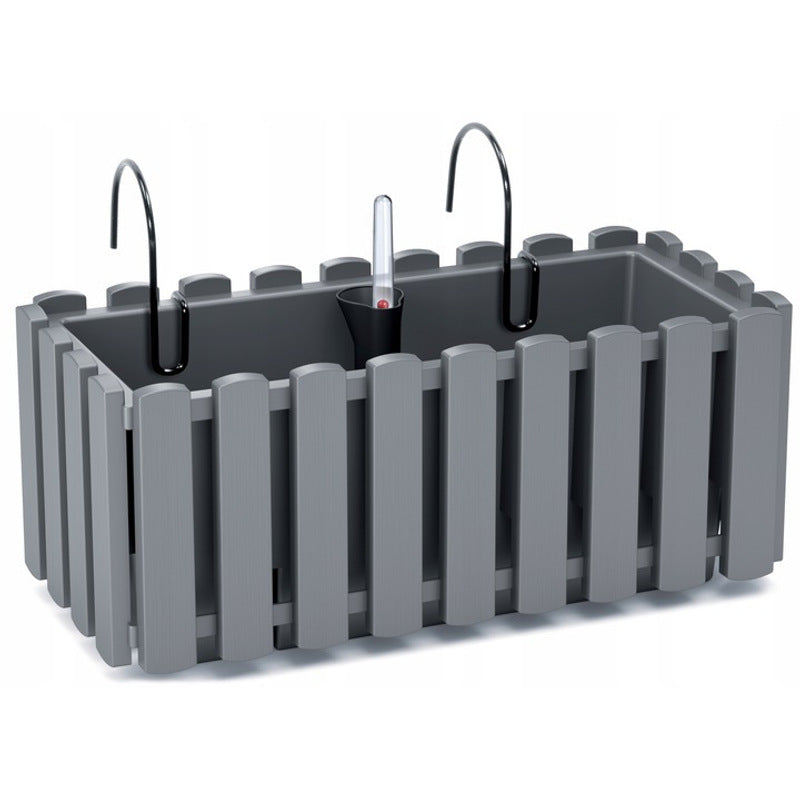 Jardinière de balustrade grise 38 cm à réserve d'eau intégrée