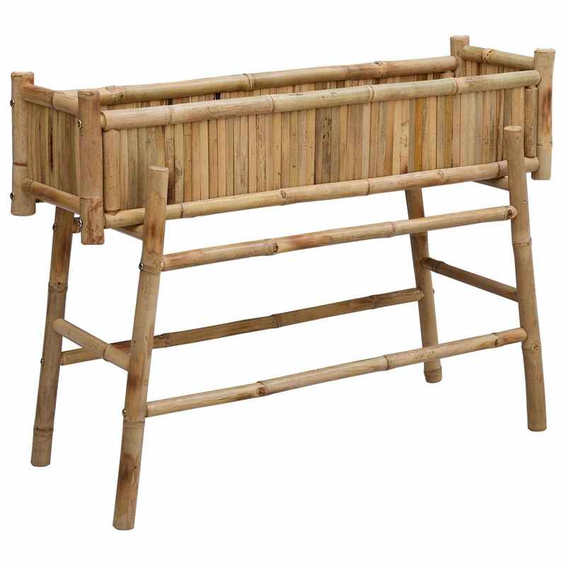 Jardinière en bambou 100 cm sur pieds croisés pour terrasse
