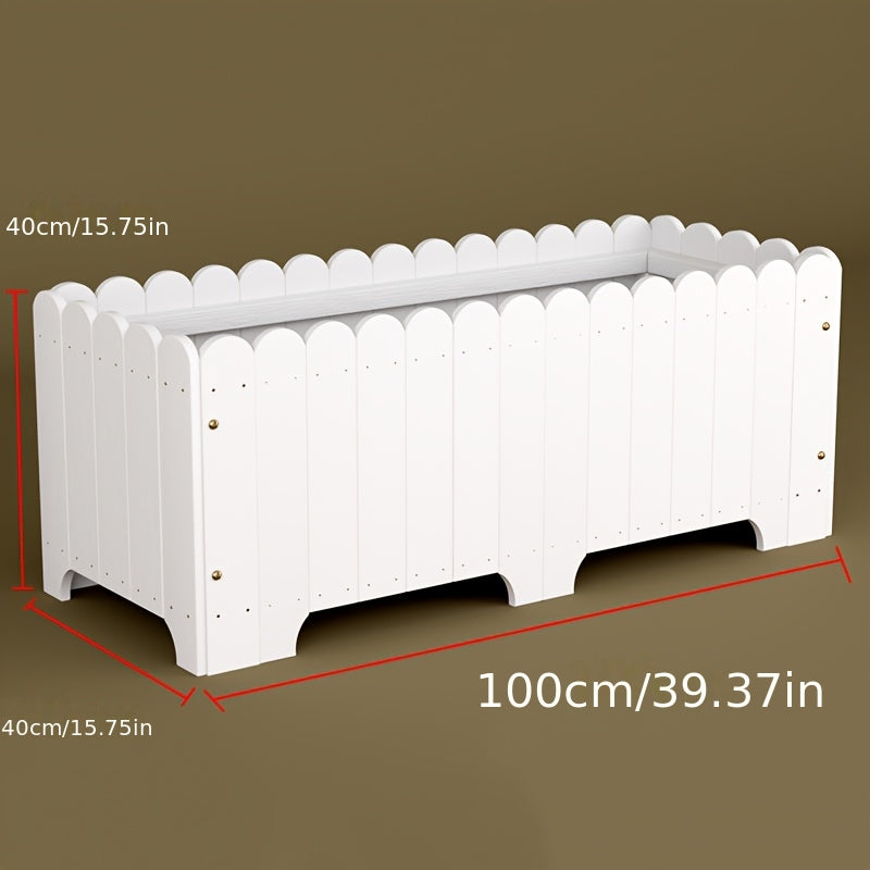 Jardinière blanche en bois style barrière avec trou de drainage