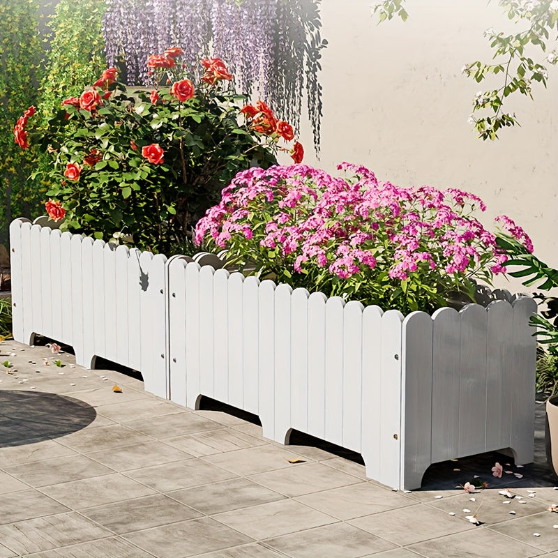 Jardinière blanche en bois style barrière avec trou de drainage