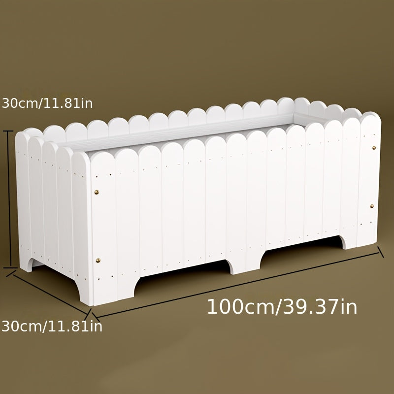 Jardinière blanche en bois style barrière avec trou de drainage