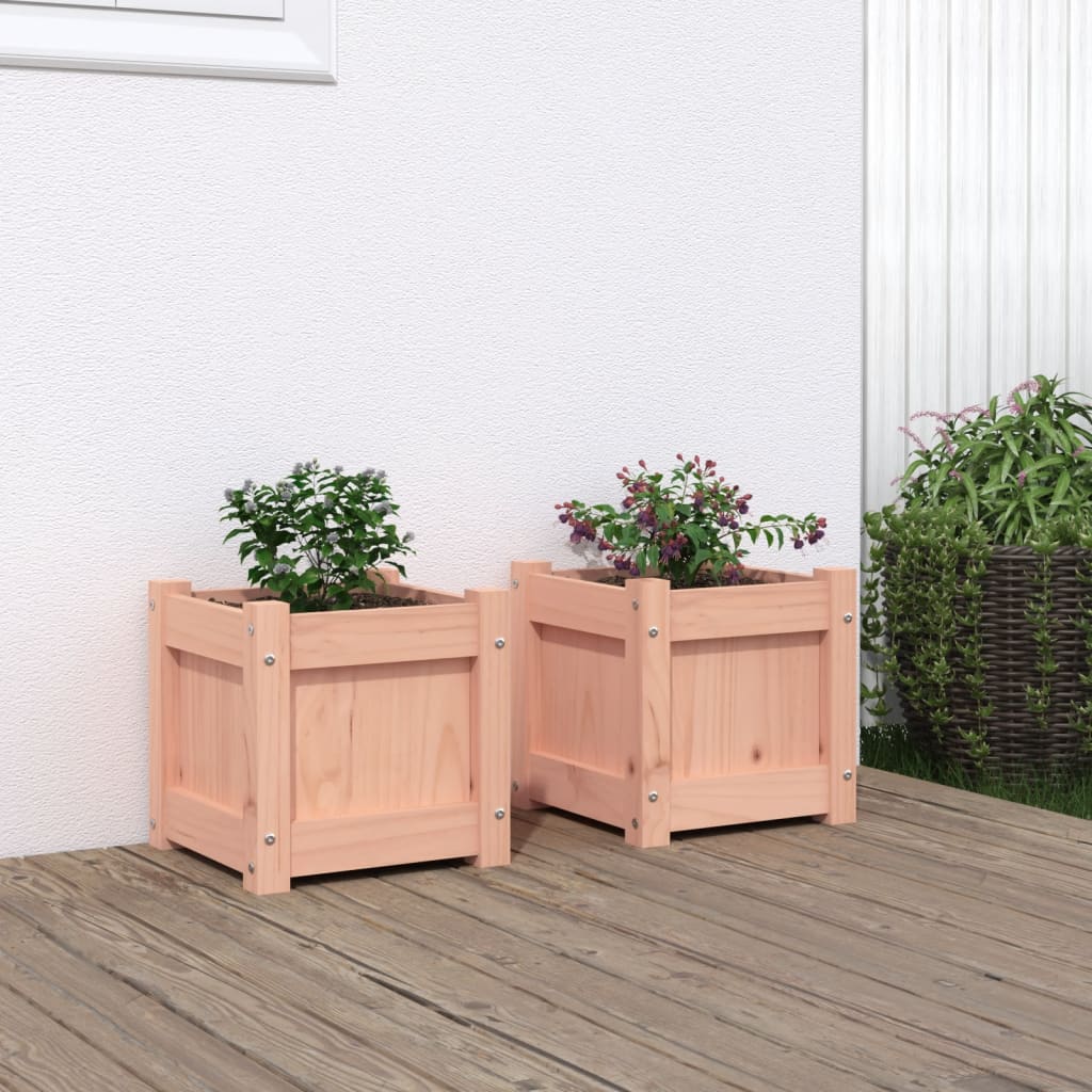 Jardinière carrée en bois 31 cm d'extérieur — Lot de 2 bacs