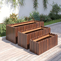 Jardinière en bois rectangulaire à lattes pour balcon et terrasse