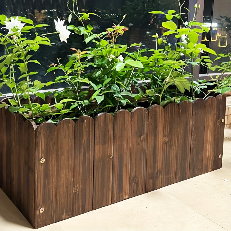 Jardinière en bois rectangulaire à lattes pour balcon et terrasse