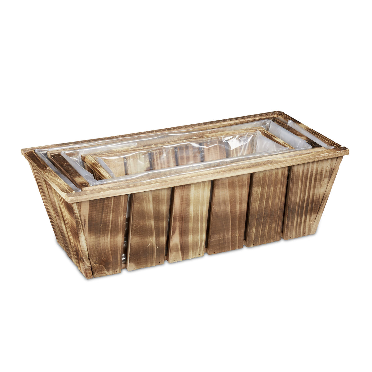 Jardinière en bois lot de 3 bacs à fleurs rectangulaires
