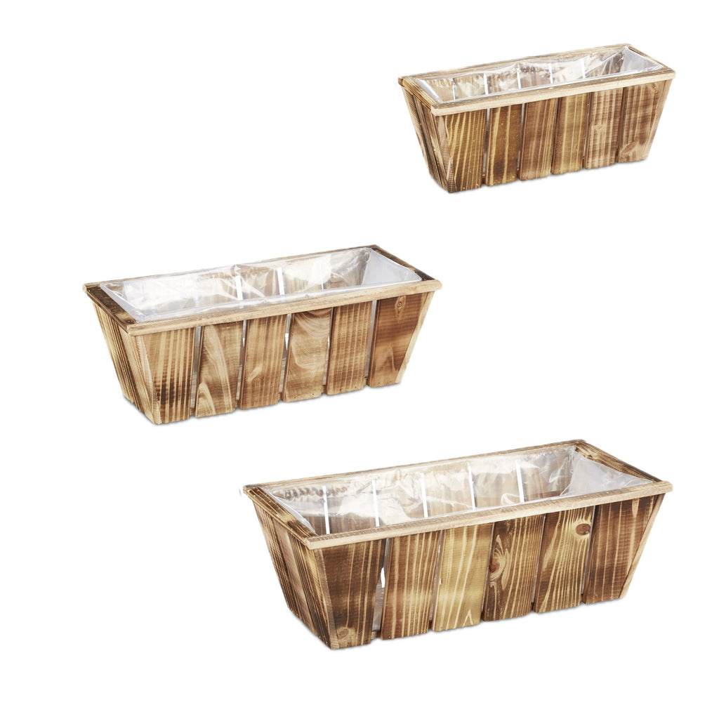 Jardinière en bois lot de 3 bacs à fleurs rectangulaires