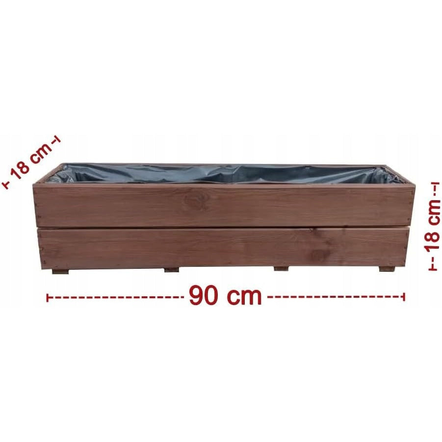 Jardinière en bois de pin 90x18x18 cm avec bâche incluse