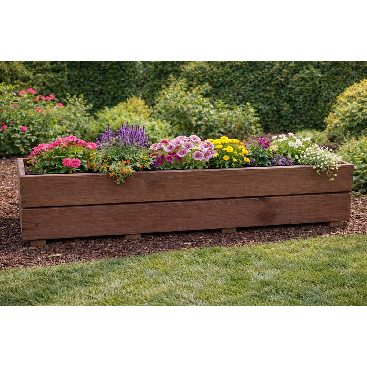 Jardinière en bois de pin 90x18x18 cm avec bâche incluse