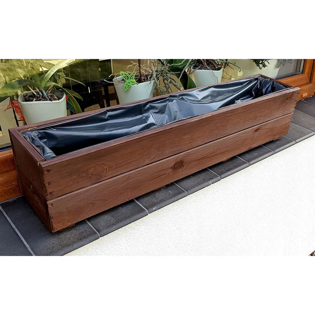 Jardinière en bois de pin 90x18x18 cm avec bâche incluse