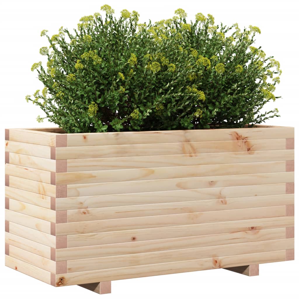 Jardinière en bois de pin 90x40x50 cm pour terrasse et jardin
