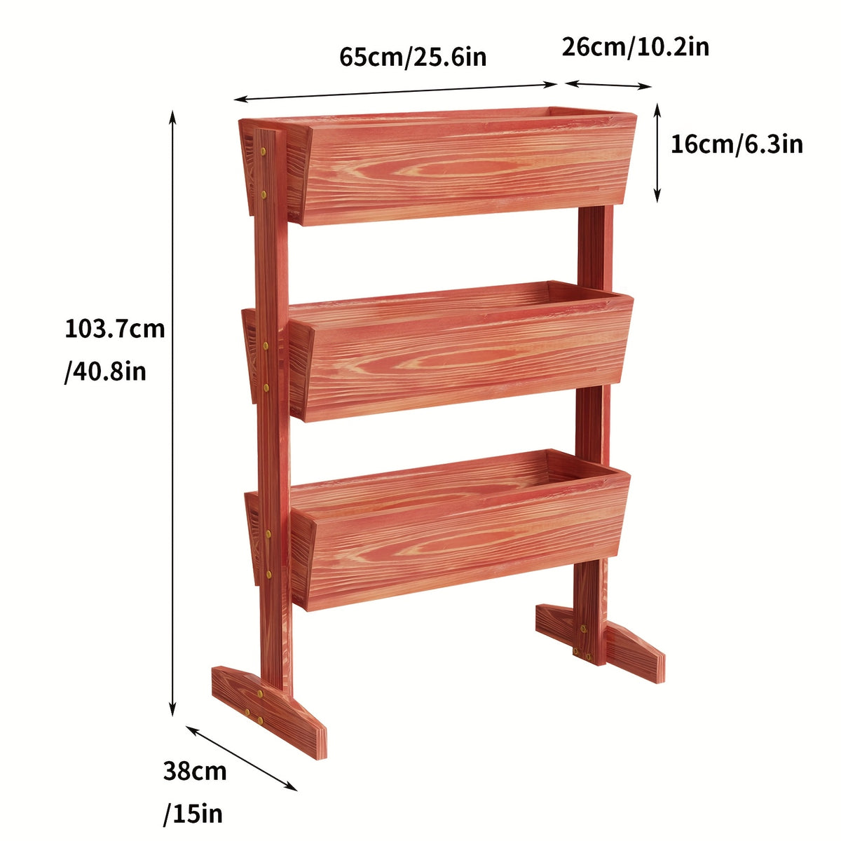 Jardinière en bois sur pied 3 niveaux 69x39x106 cm balcon