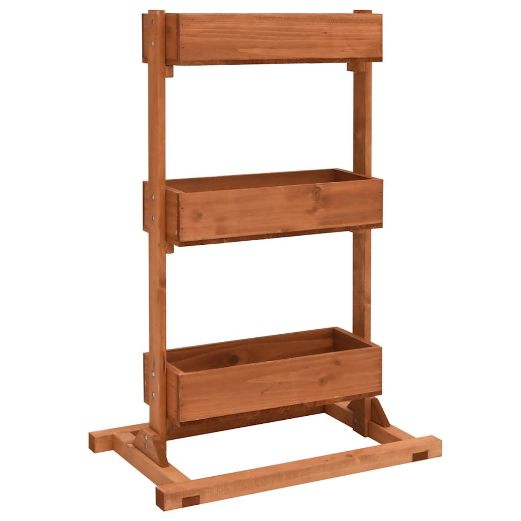 Jardinière en bois sur pied 3 niveaux 52x30x78 cm, ton brun
