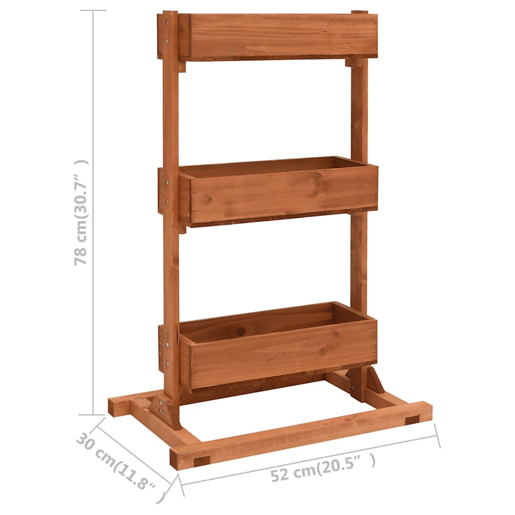 Jardinière en bois sur pied 3 niveaux 52x30x78 cm, ton brun