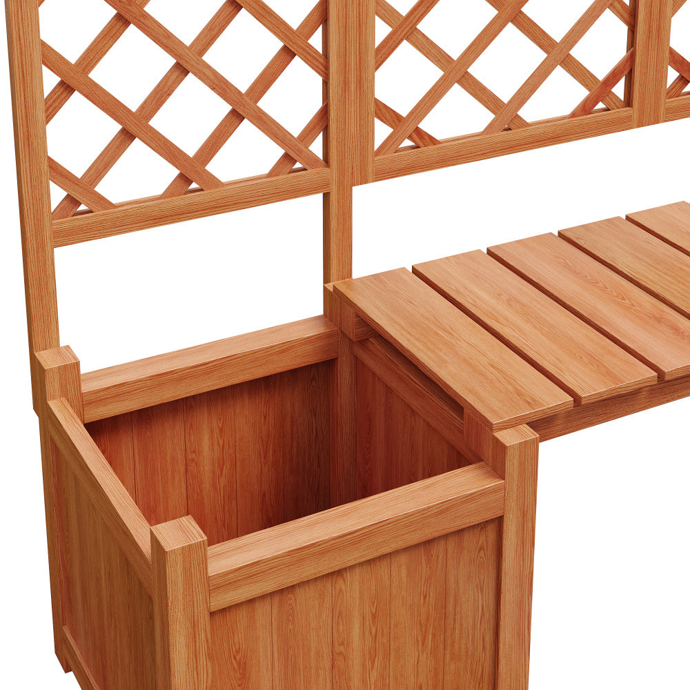 Jardinière en bois avec treillis et banc intégré — 169 cm