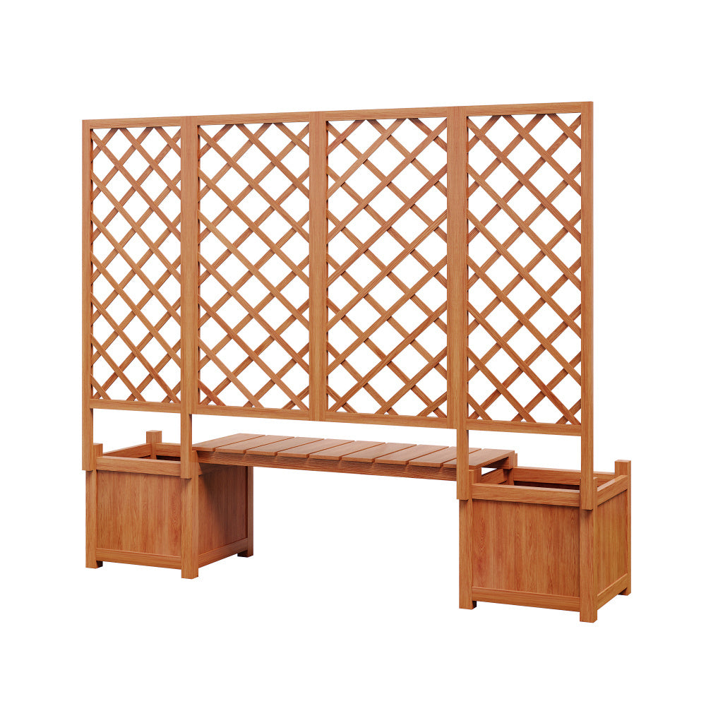 Jardinière en bois avec treillis et banc intégré — 169 cm