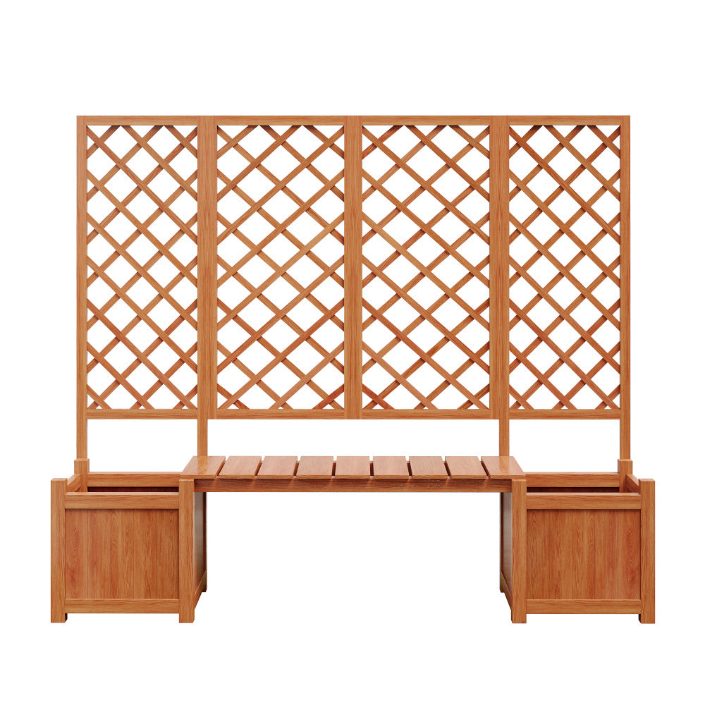 Jardinière en bois avec treillis et banc intégré — 169 cm