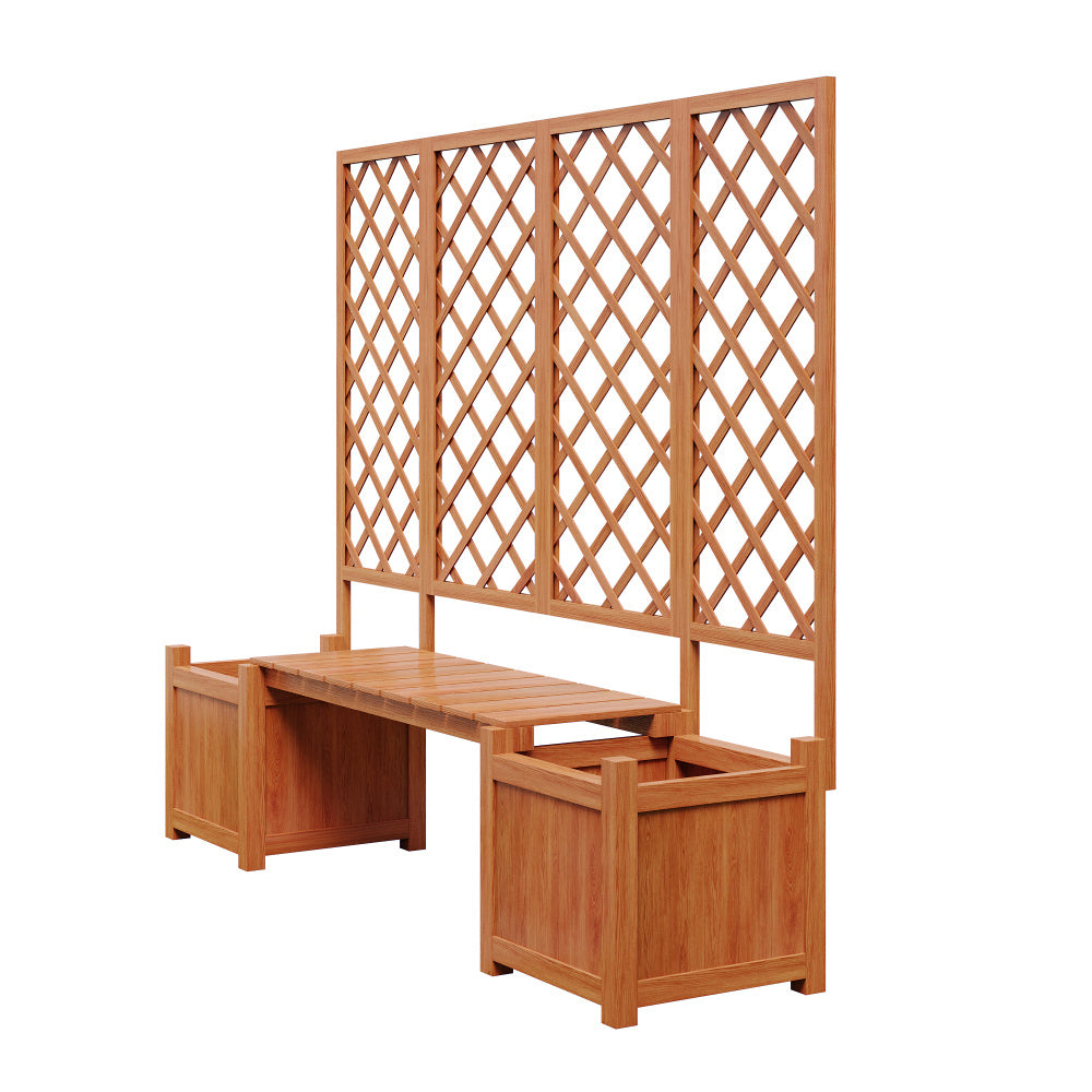 Jardinière en bois avec treillis et banc intégré — 169 cm