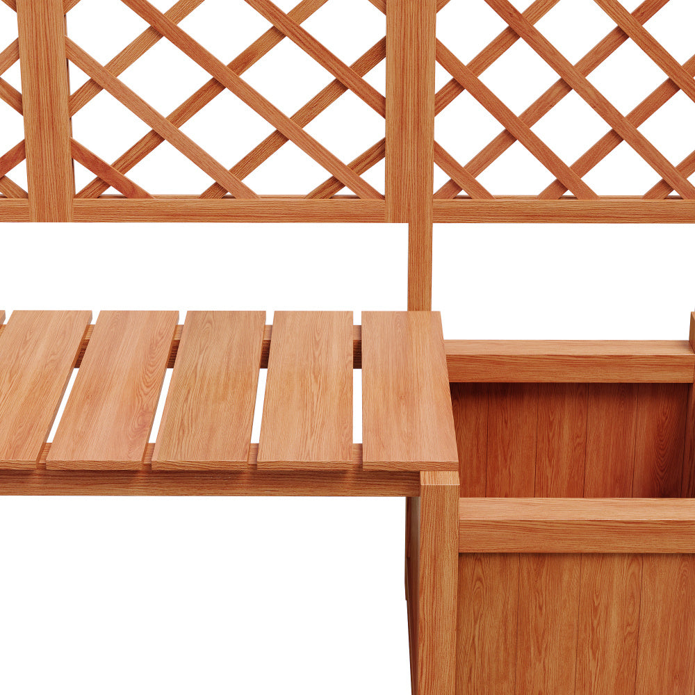 Jardinière en bois avec treillis et banc intégré — 169 cm