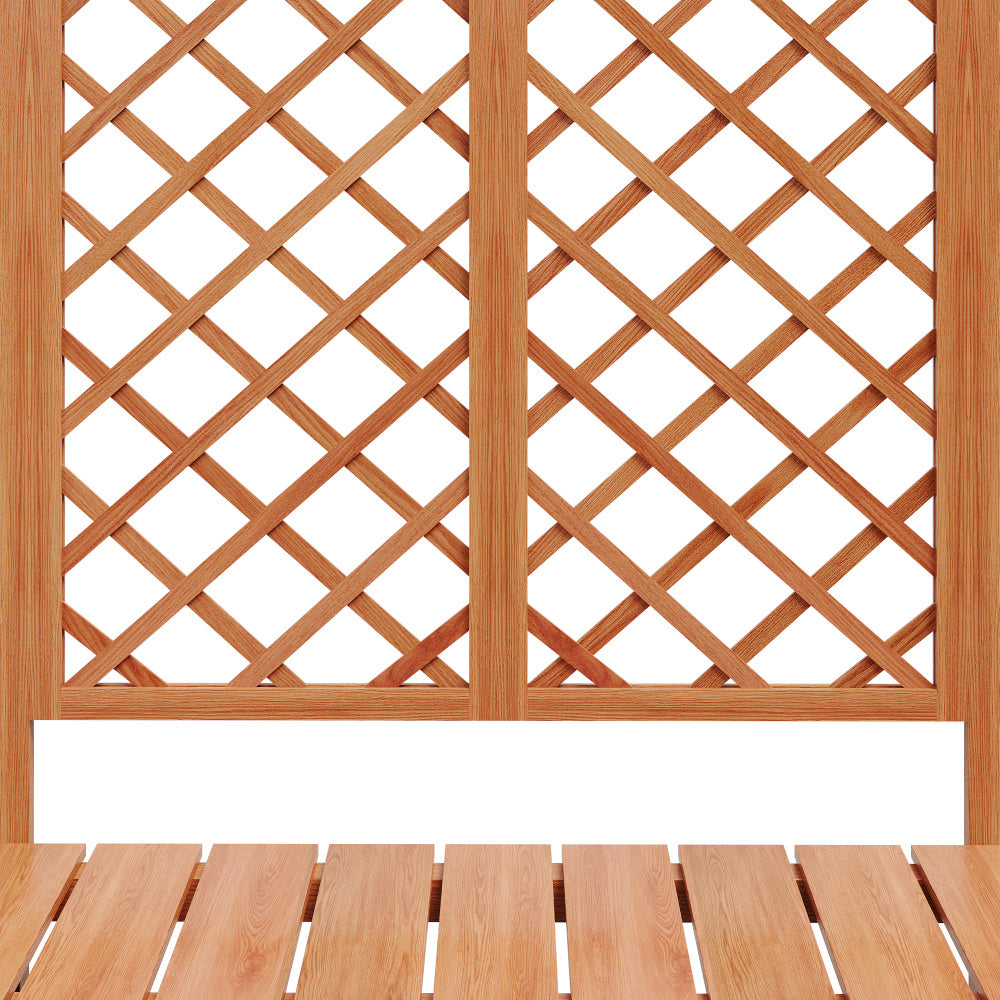 Jardinière en bois avec treillis et banc intégré — 169 cm