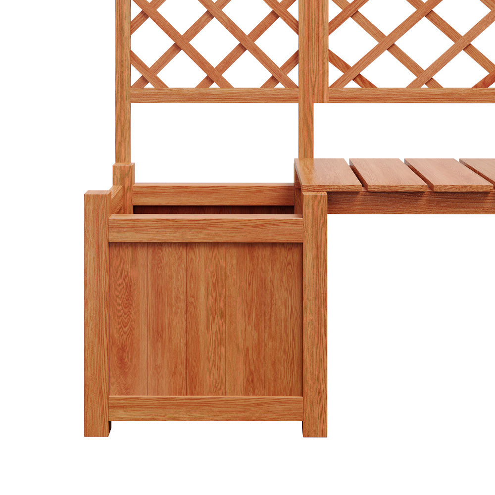 Jardinière en bois avec treillis et banc intégré — 169 cm