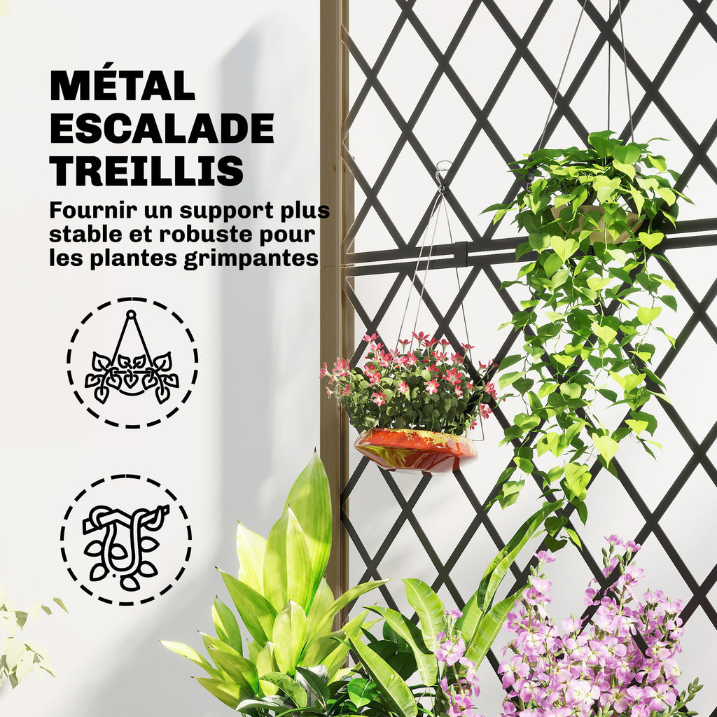 Jardinière en bois avec treillis brise-vue sur roulettes 72 cm