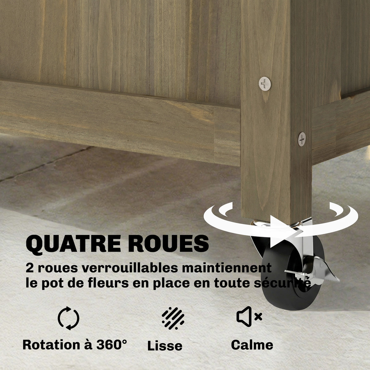 Jardinière en bois avec treillis brise-vue sur roulettes 72 cm