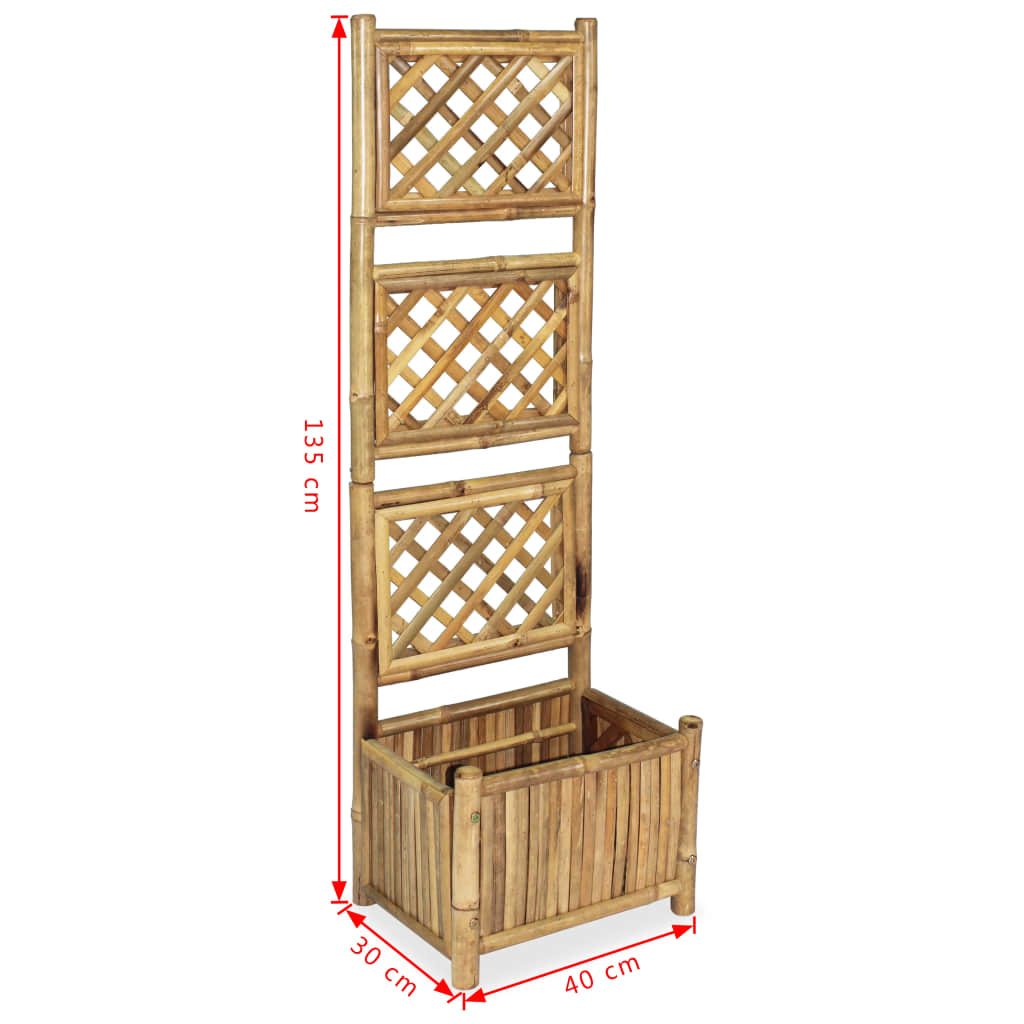 Jardinière brise-vue en bambou avec treillis 135 cm de haut