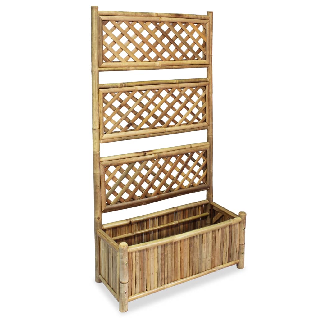 Jardinière brise-vue en bambou avec treillis 135 cm de haut