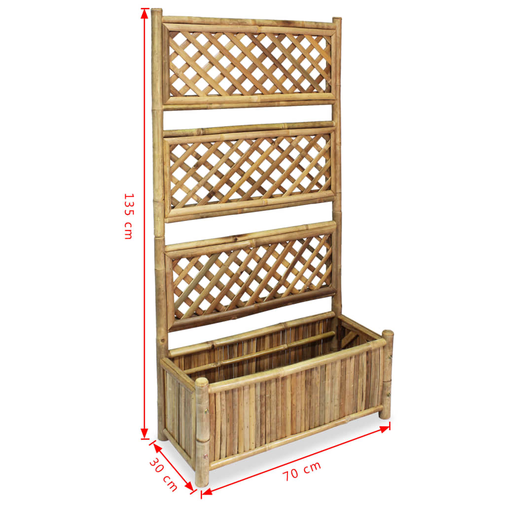 Jardinière brise-vue en bambou avec treillis 135 cm de haut
