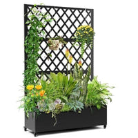 Jardinière brise-vue blanche en métal sur roulettes 120 cm