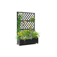 Jardinière brise-vue en métal blanc sur roulettes 183 cm