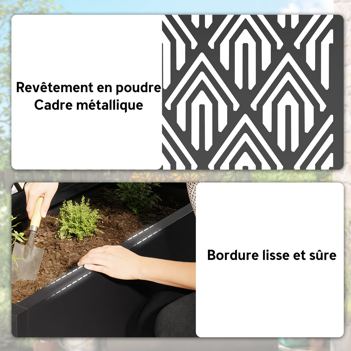 Jardinière brise-vue métal noir 45x22x110 cm pour balcon