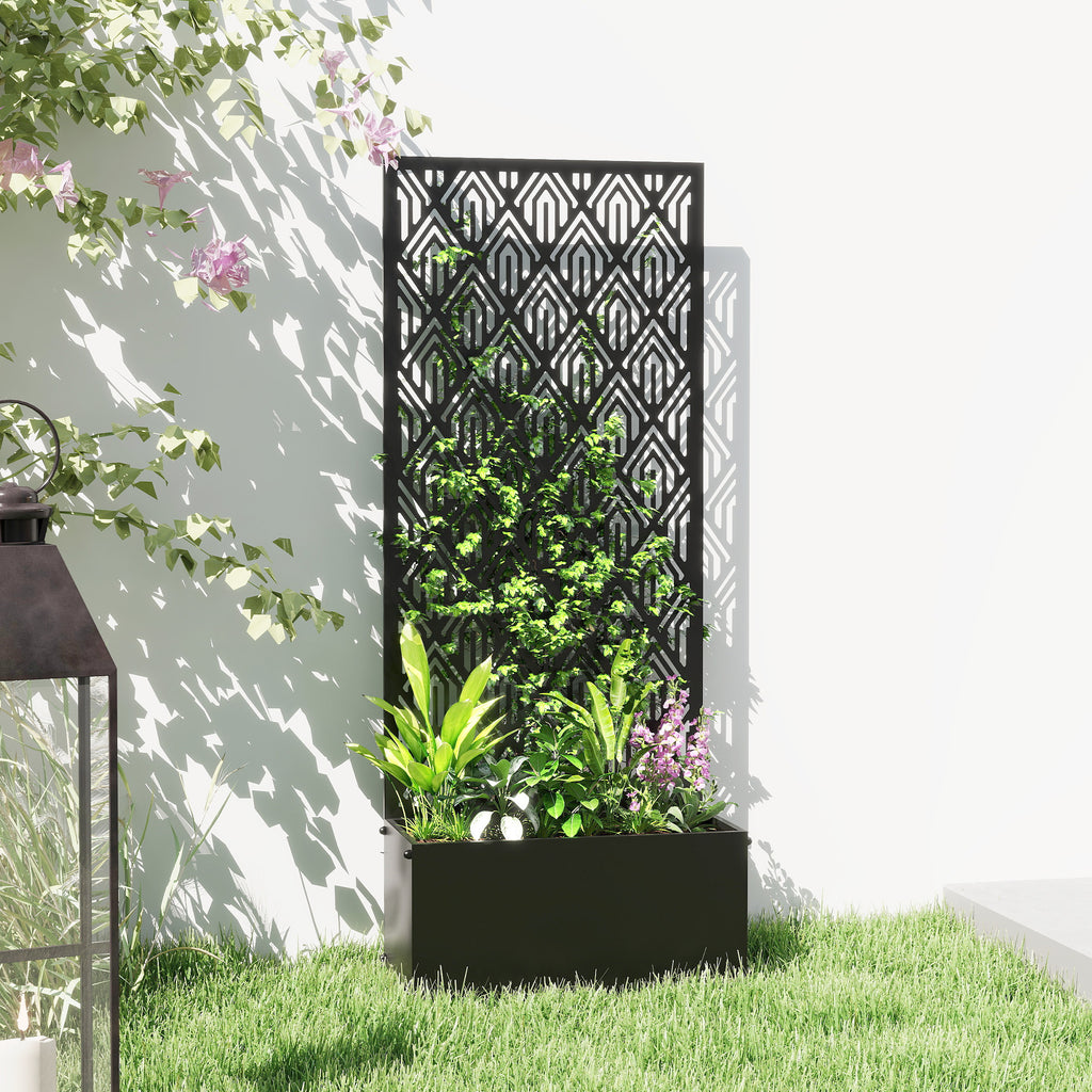 Jardinière brise-vue métal noir 45x22x110 cm pour balcon