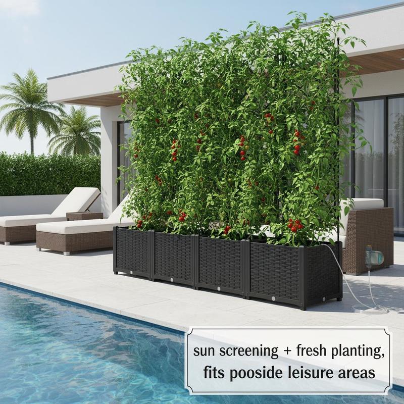Jardinière brise-vue modulable lot de 3 bacs 120x40x142 cm