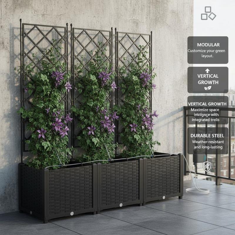 Jardinière brise-vue modulable lot de 3 bacs 120x40x142 cm