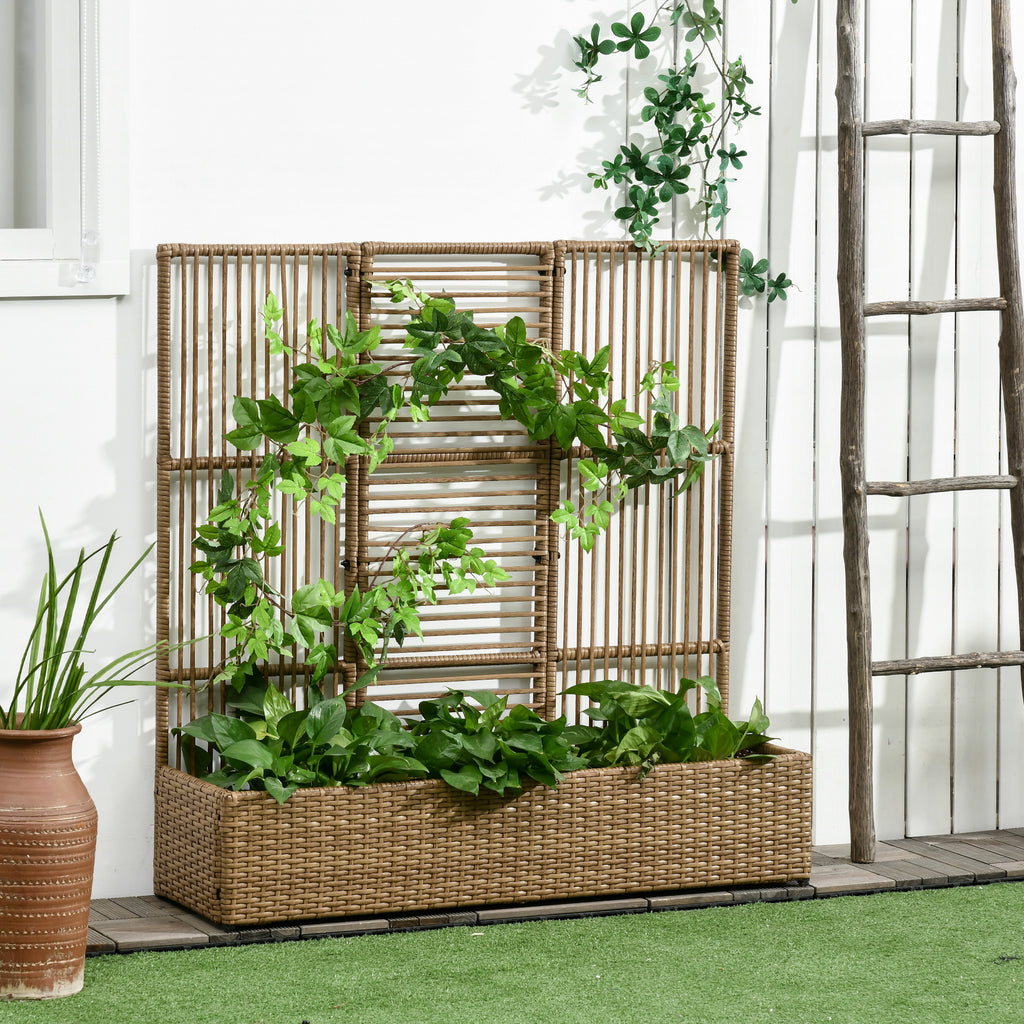 Jardinière brise-vue en résine tressée 103x29x103 cm beige