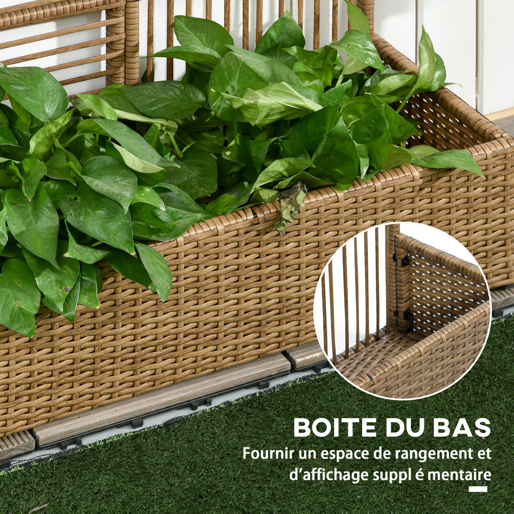 Jardinière brise-vue en résine tressée 103x29x103 cm beige